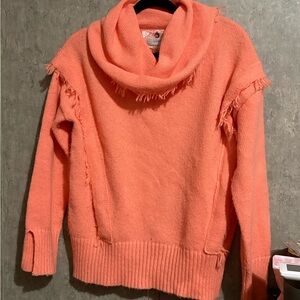 Cupio Vibrant Coral Cowl Neck Sweater